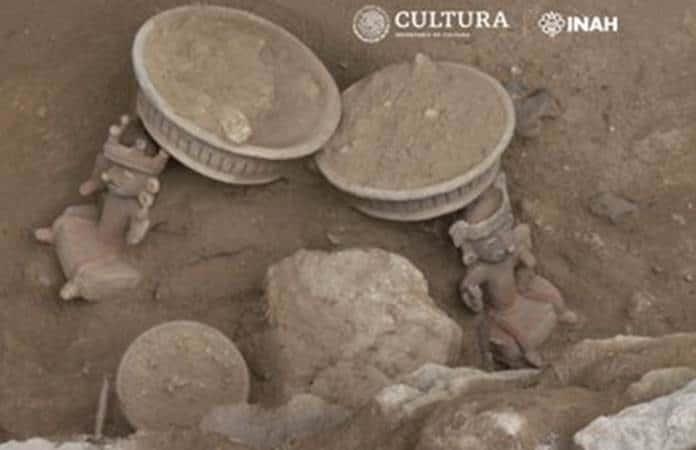 Hallan ofrenda prehispánica en Zona Arqueológica de Xochitécatl