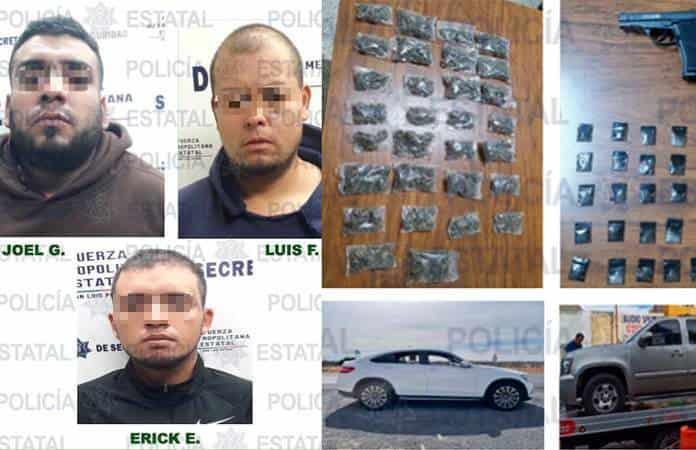 Encarcelan a presuntos ladrones de vehículos con armas y drogas