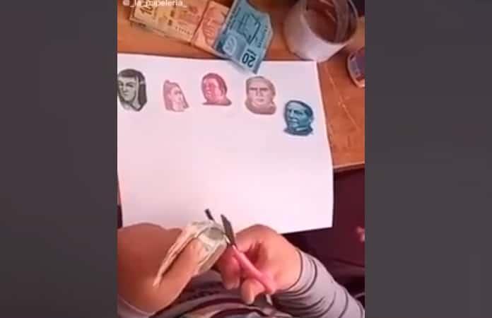Niña recorta billetes para ilustrar su tarea y vuelve viral en TikTok